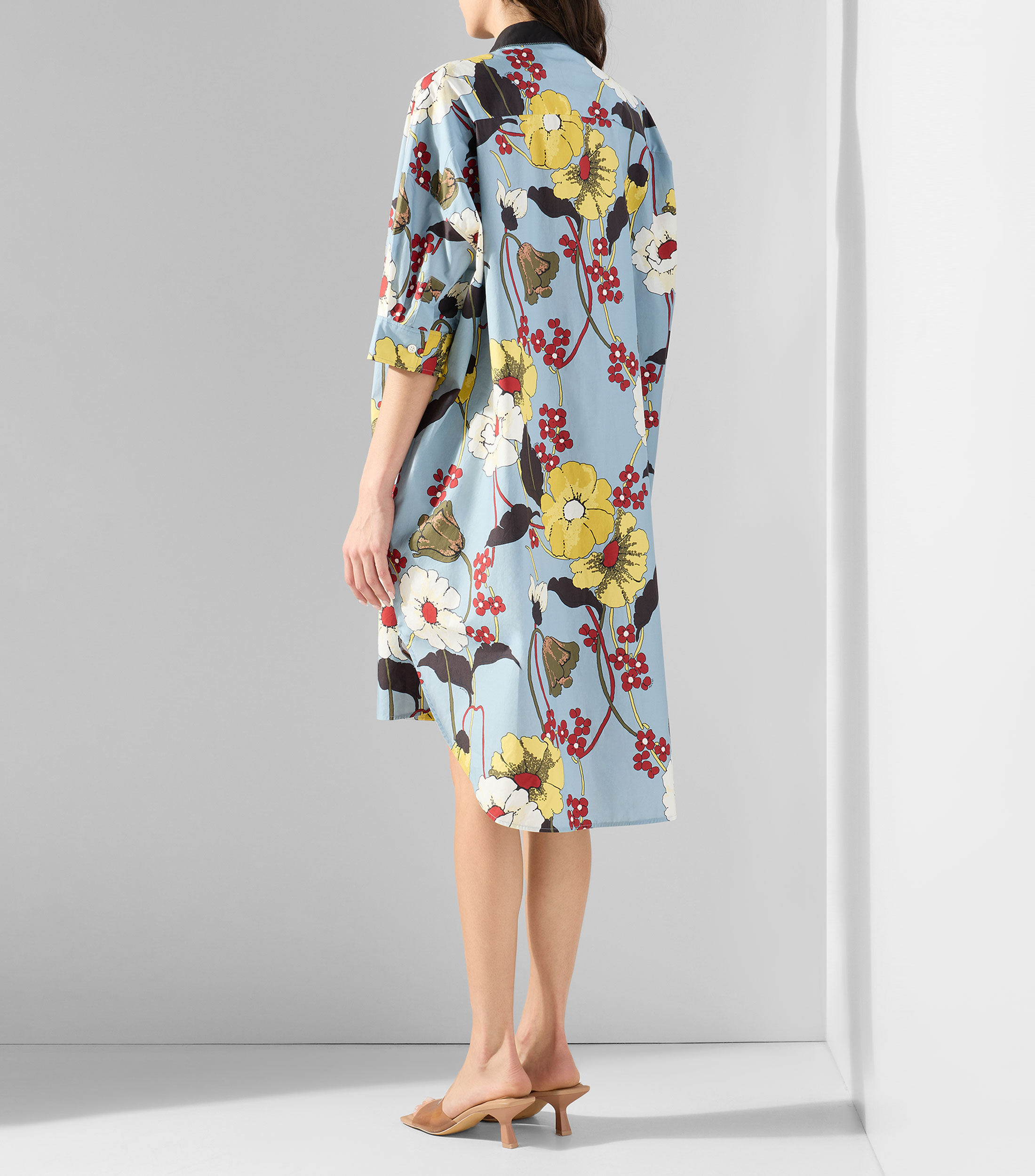 Vestido midi manga 3/4 estampado Mujer